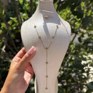 Collier Y fleur en laiton