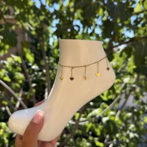 Chaine de cheville coeur pendant